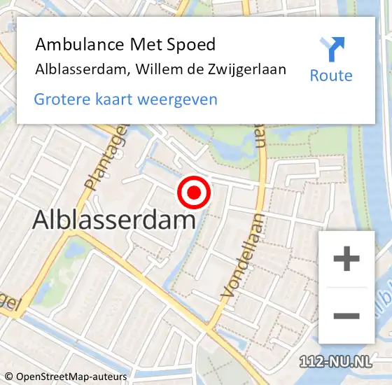 Locatie op kaart van de 112 melding: Ambulance Met Spoed Naar Alblasserdam, Willem de Zwijgerlaan op 5 november 2023 22:13