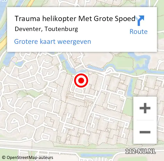 Locatie op kaart van de 112 melding: Trauma helikopter Met Grote Spoed Naar Deventer, Toutenburg op 5 november 2023 22:15