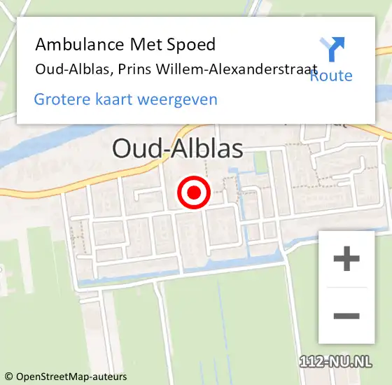 Locatie op kaart van de 112 melding: Ambulance Met Spoed Naar Oud-Alblas, Prins Willem-Alexanderstraat op 5 november 2023 22:52