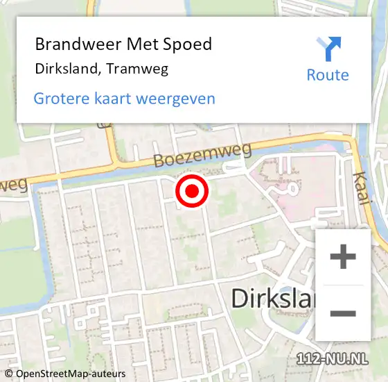Locatie op kaart van de 112 melding: Brandweer Met Spoed Naar Dirksland, Tramweg op 5 november 2023 23:19