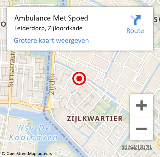 Locatie op kaart van de 112 melding: Ambulance Met Spoed Naar Leiderdorp, Zijloordkade op 5 november 2023 23:33