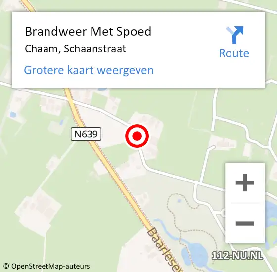 Locatie op kaart van de 112 melding: Brandweer Met Spoed Naar Chaam, Schaanstraat op 5 november 2023 23:58