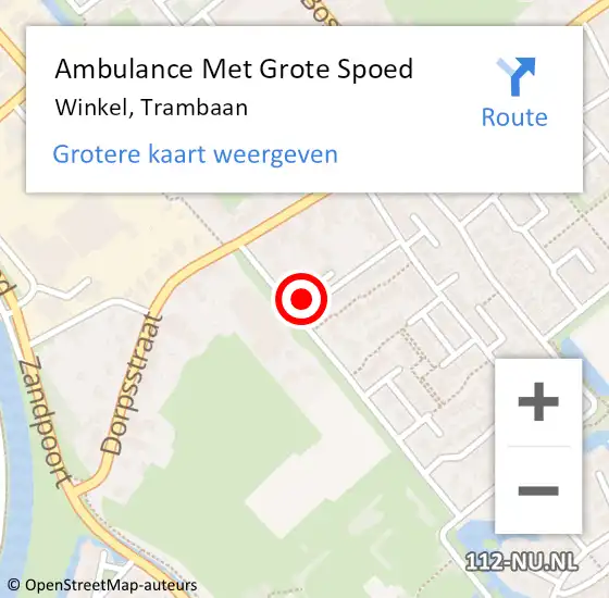 Locatie op kaart van de 112 melding: Ambulance Met Grote Spoed Naar Winkel, Trambaan op 6 november 2023 00:00