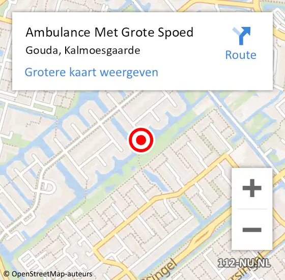 Locatie op kaart van de 112 melding: Ambulance Met Grote Spoed Naar Gouda, Kalmoesgaarde op 6 november 2023 00:03