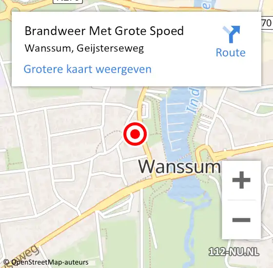 Locatie op kaart van de 112 melding: Brandweer Met Grote Spoed Naar Wanssum, Geijsterseweg op 6 november 2023 00:23