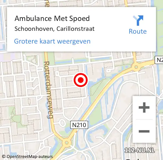 Locatie op kaart van de 112 melding: Ambulance Met Spoed Naar Schoonhoven, Carillonstraat op 6 november 2023 00:24