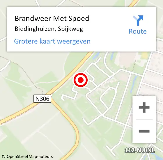 Locatie op kaart van de 112 melding: Brandweer Met Spoed Naar Biddinghuizen, Spijkweg op 6 november 2023 00:27