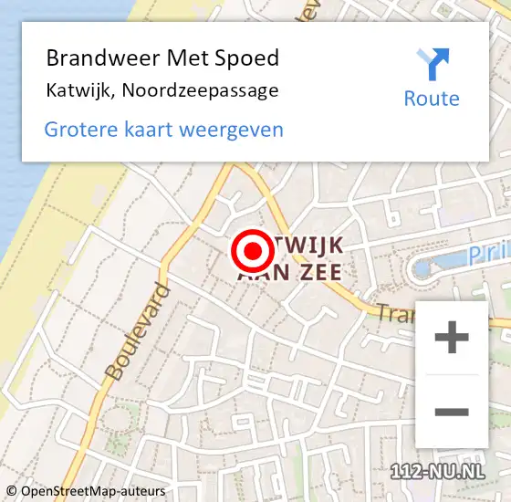 Locatie op kaart van de 112 melding: Brandweer Met Spoed Naar Katwijk, Noordzeepassage op 6 november 2023 00:52