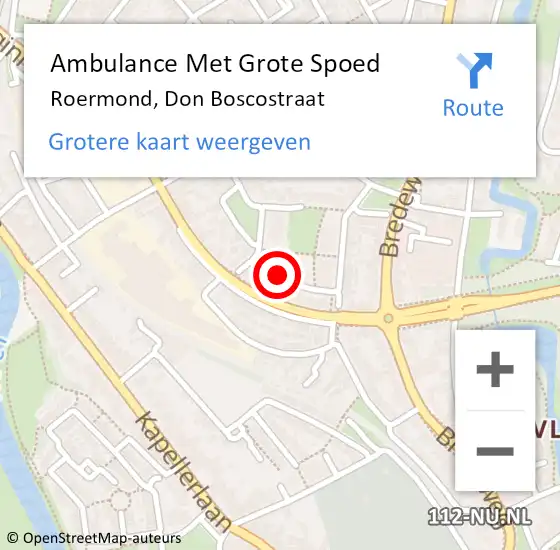 Locatie op kaart van de 112 melding: Ambulance Met Grote Spoed Naar Roermond, Don Boscostraat op 6 november 2023 01:32
