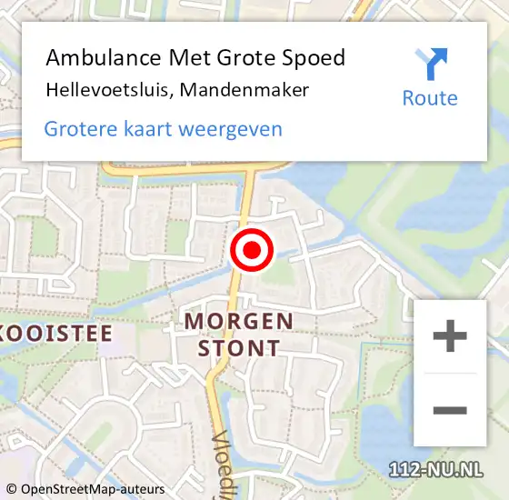 Locatie op kaart van de 112 melding: Ambulance Met Grote Spoed Naar Hellevoetsluis, Mandenmaker op 6 november 2023 01:51