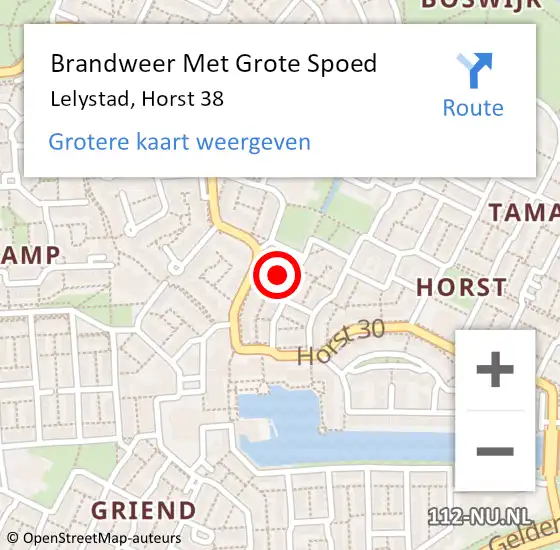 Locatie op kaart van de 112 melding: Brandweer Met Grote Spoed Naar Lelystad, Horst 38 op 6 november 2023 01:51