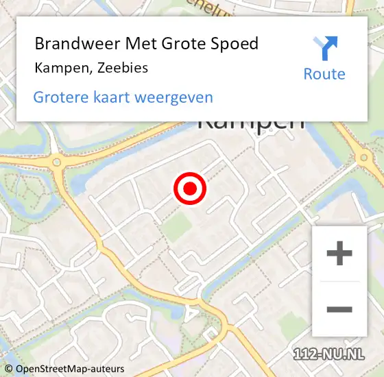 Locatie op kaart van de 112 melding: Brandweer Met Grote Spoed Naar Kampen, Zeebies op 6 november 2023 02:57