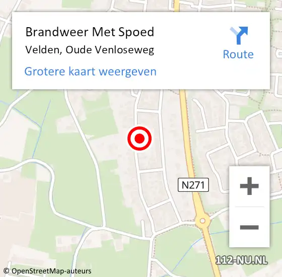 Locatie op kaart van de 112 melding: Brandweer Met Spoed Naar Velden, Oude Venloseweg op 6 november 2023 03:12