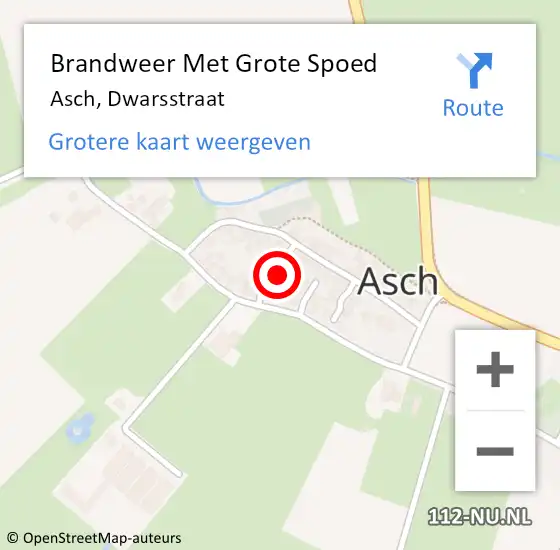 Locatie op kaart van de 112 melding: Brandweer Met Grote Spoed Naar Asch, Dwarsstraat op 6 november 2023 03:14