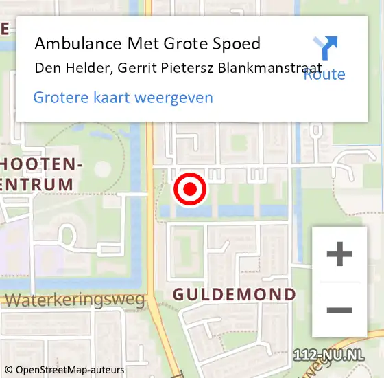 Locatie op kaart van de 112 melding: Ambulance Met Grote Spoed Naar Den Helder, Gerrit Pietersz Blankmanstraat op 6 november 2023 04:03