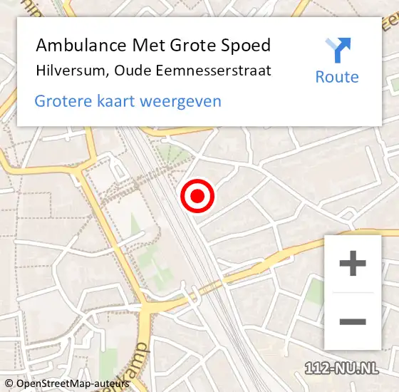 Locatie op kaart van de 112 melding: Ambulance Met Grote Spoed Naar Hilversum, Oude Eemnesserstraat op 14 september 2014 10:02