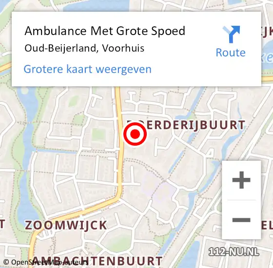 Locatie op kaart van de 112 melding: Ambulance Met Grote Spoed Naar Oud-Beijerland, Voorhuis op 6 november 2023 06:17