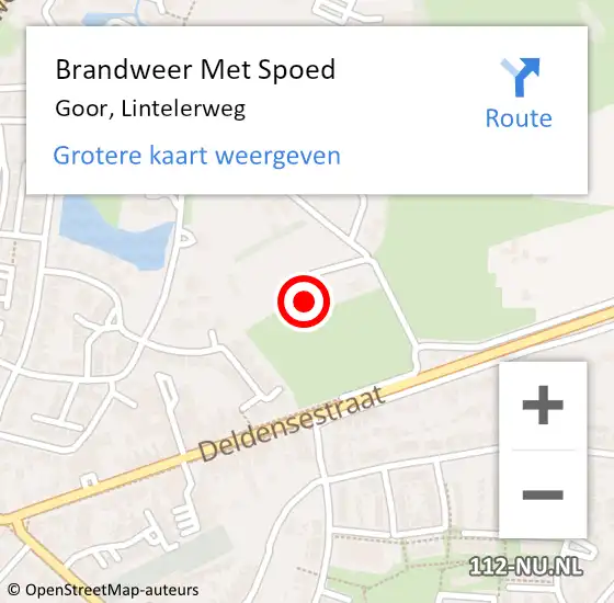 Locatie op kaart van de 112 melding: Brandweer Met Spoed Naar Goor, Lintelerweg op 6 november 2023 06:21