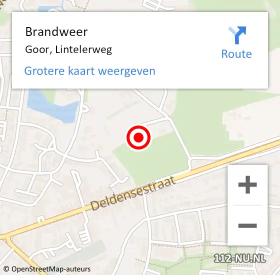 Locatie op kaart van de 112 melding: Brandweer Goor, Lintelerweg op 6 november 2023 06:25