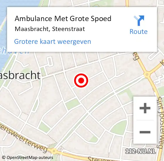 Locatie op kaart van de 112 melding: Ambulance Met Grote Spoed Naar Maasbracht, Steenstraat op 6 november 2023 07:13