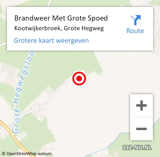 Locatie op kaart van de 112 melding: Brandweer Met Grote Spoed Naar Kootwijkerbroek, Grote Hegweg op 6 november 2023 07:23