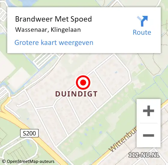 Locatie op kaart van de 112 melding: Brandweer Met Spoed Naar Wassenaar, Klingelaan op 6 november 2023 07:31