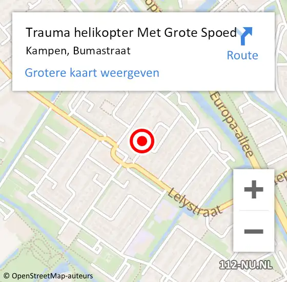 Locatie op kaart van de 112 melding: Trauma helikopter Met Grote Spoed Naar Kampen, Bumastraat op 6 november 2023 07:36