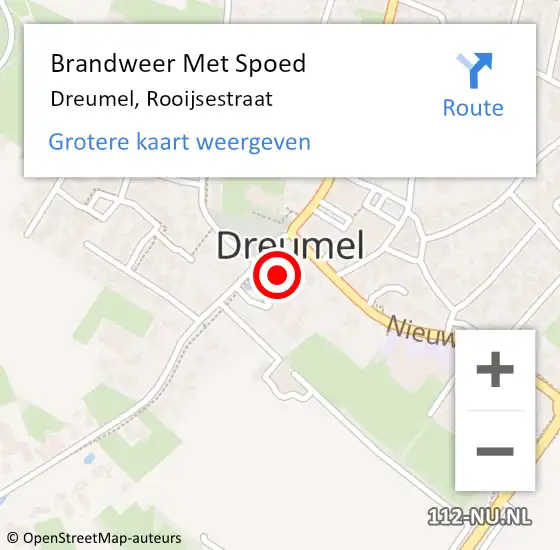 Locatie op kaart van de 112 melding: Brandweer Met Spoed Naar Dreumel, Rooijsestraat op 6 november 2023 07:39