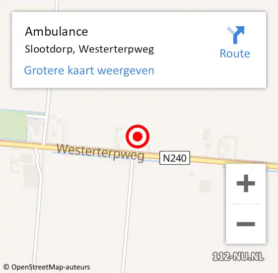 Locatie op kaart van de 112 melding: Ambulance Slootdorp, Westerterpweg op 6 november 2023 07:59