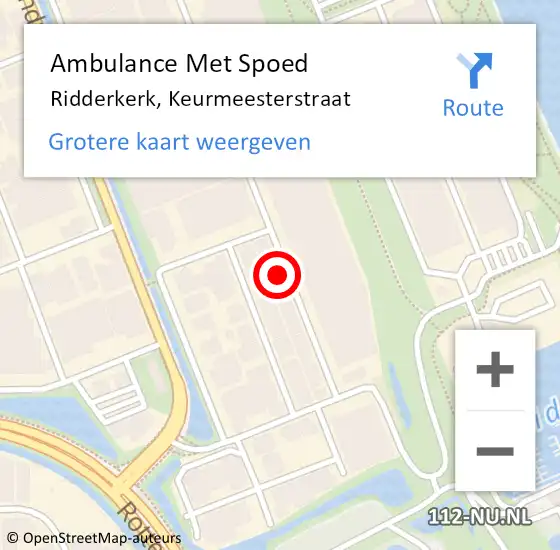 Locatie op kaart van de 112 melding: Ambulance Met Spoed Naar Ridderkerk, Keurmeesterstraat op 6 november 2023 07:59