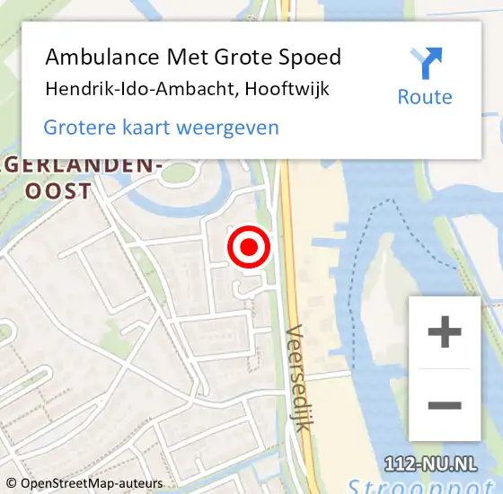 Locatie op kaart van de 112 melding: Ambulance Met Grote Spoed Naar Hendrik-Ido-Ambacht, Hooftwijk op 6 november 2023 08:24