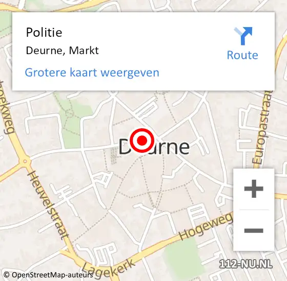 Locatie op kaart van de 112 melding: Politie Deurne, Markt op 6 november 2023 09:02