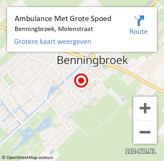 Locatie op kaart van de 112 melding: Ambulance Met Grote Spoed Naar Benningbroek, Molenstraat op 14 september 2014 10:30