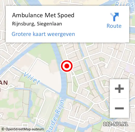 Locatie op kaart van de 112 melding: Ambulance Met Spoed Naar Rijnsburg, Siegenlaan op 6 november 2023 09:19