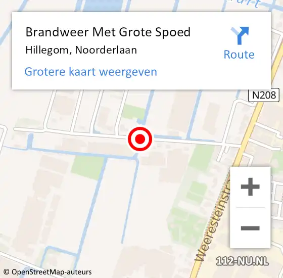 Locatie op kaart van de 112 melding: Brandweer Met Grote Spoed Naar Hillegom, Noorderlaan op 14 september 2014 10:33