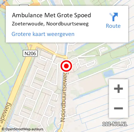 Locatie op kaart van de 112 melding: Ambulance Met Grote Spoed Naar Zoeterwoude, Noordbuurtseweg op 6 november 2023 09:52