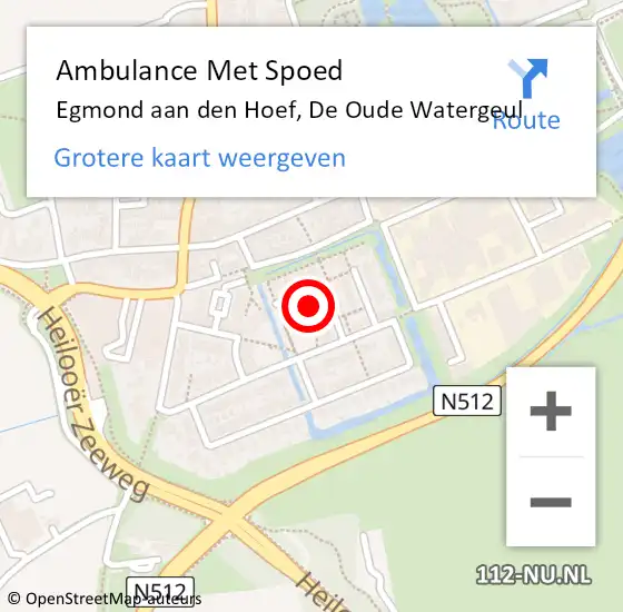 Locatie op kaart van de 112 melding: Ambulance Met Spoed Naar Egmond aan den Hoef, De Oude Watergeul op 6 november 2023 09:59