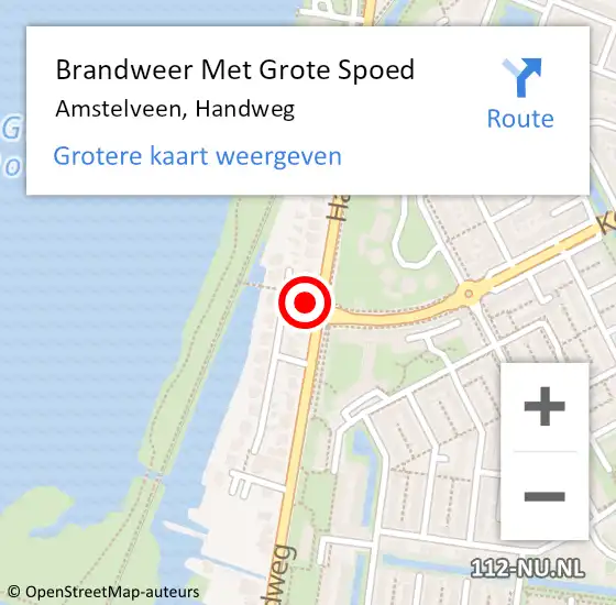 Locatie op kaart van de 112 melding: Brandweer Met Grote Spoed Naar Amstelveen, Handweg op 6 november 2023 10:09
