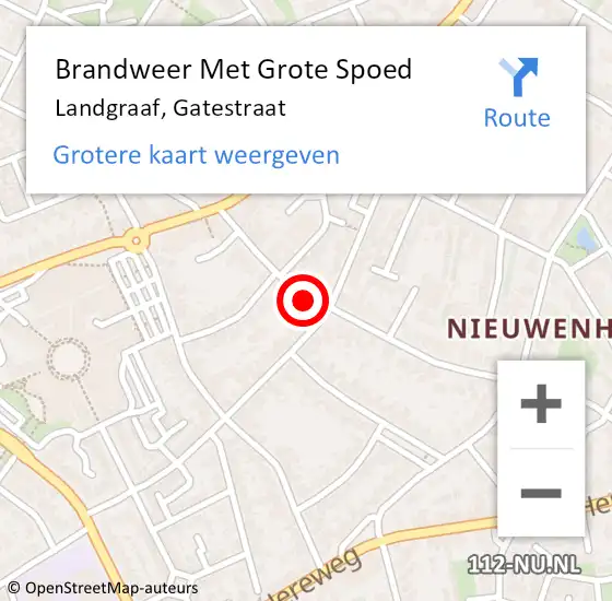 Locatie op kaart van de 112 melding: Brandweer Met Grote Spoed Naar Landgraaf, Gatestraat op 6 november 2023 10:23