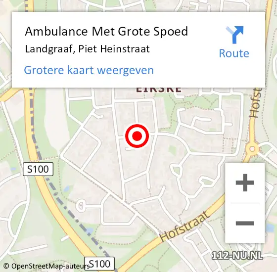 Locatie op kaart van de 112 melding: Ambulance Met Grote Spoed Naar Landgraaf, Piet Heinstraat op 14 september 2014 10:39