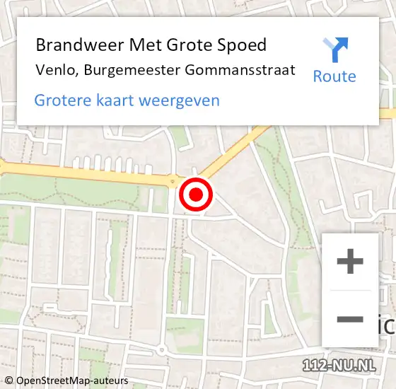 Locatie op kaart van de 112 melding: Brandweer Met Grote Spoed Naar Venlo, Burgemeester Gommansstraat op 6 november 2023 10:35