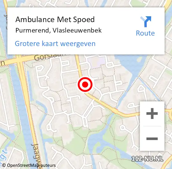 Locatie op kaart van de 112 melding: Ambulance Met Spoed Naar Purmerend, Vlasleeuwenbek op 6 november 2023 10:46