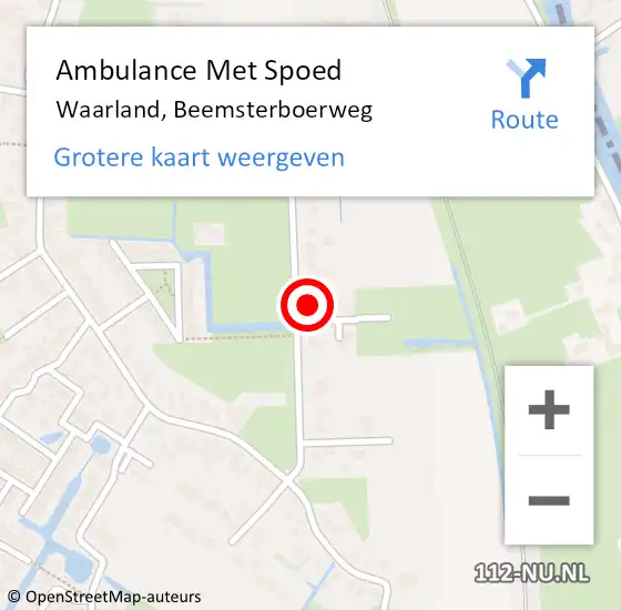 Locatie op kaart van de 112 melding: Ambulance Met Spoed Naar Waarland, Beemsterboerweg op 14 september 2014 10:42