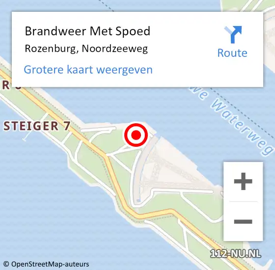 Locatie op kaart van de 112 melding: Brandweer Met Spoed Naar Rozenburg, Noordzeeweg op 6 november 2023 11:27