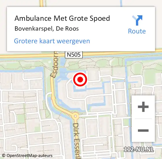 Locatie op kaart van de 112 melding: Ambulance Met Grote Spoed Naar Bovenkarspel, De Roos op 6 november 2023 11:30