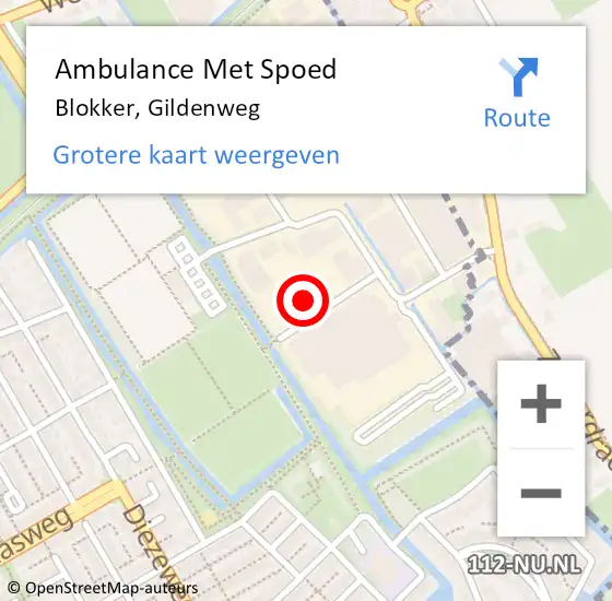 Locatie op kaart van de 112 melding: Ambulance Met Spoed Naar Blokker, Gildenweg op 6 november 2023 11:52