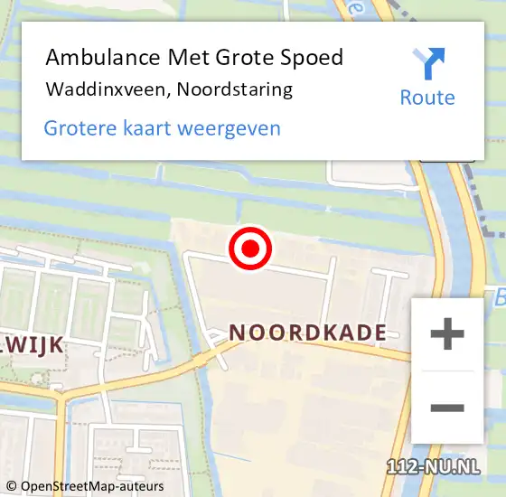 Locatie op kaart van de 112 melding: Ambulance Met Grote Spoed Naar Waddinxveen, Noordstaring op 6 november 2023 11:55