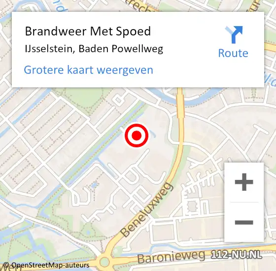 Locatie op kaart van de 112 melding: Brandweer Met Spoed Naar IJsselstein, Baden Powellweg op 6 november 2023 12:02