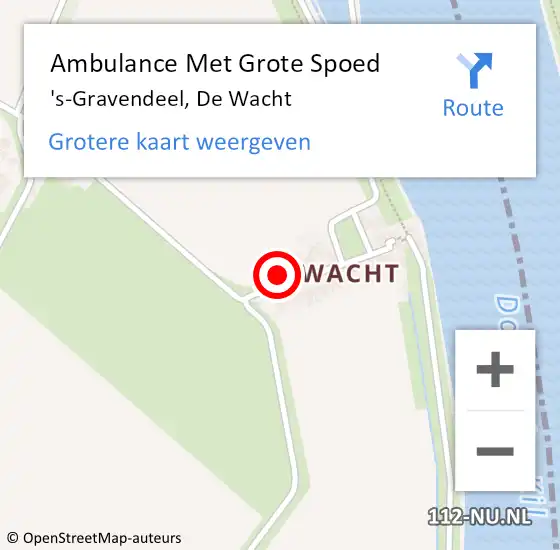 Locatie op kaart van de 112 melding: Ambulance Met Grote Spoed Naar 's-Gravendeel, De Wacht op 6 november 2023 12:16