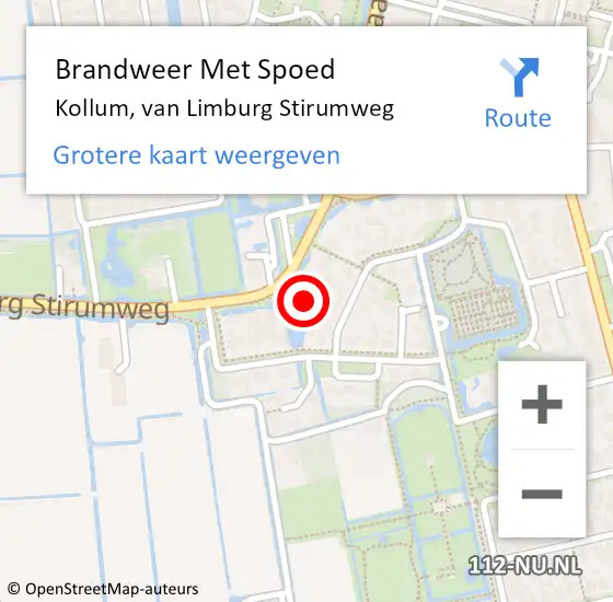 Locatie op kaart van de 112 melding: Brandweer Met Spoed Naar Kollum, van Limburg Stirumweg op 6 november 2023 12:26